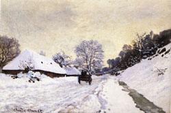 Claude Monet The Cart Snow-Covered Road at Honfleur Germany oil painting art